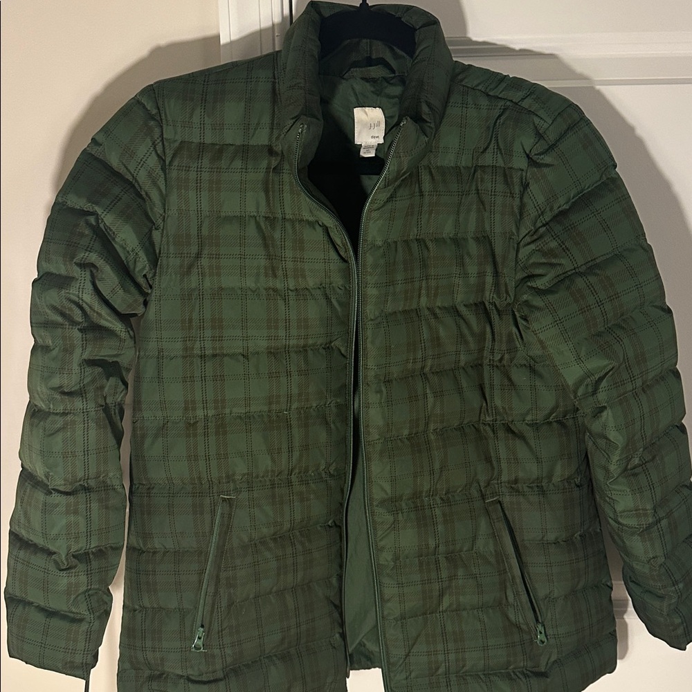 J. Jill Green Plaid Puffer Jacket